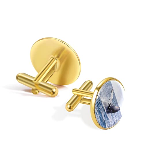 Walvissen draaien in zee Manchetknopen voor mannen set gepersonaliseerd - Image 4