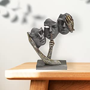 Femina Collection Presents Human Face Showpiece For Home & Office Face Statue for Living Room | Face Sculpture | Human Face Showpiece for Home Decor Resin New Men Face with Hand on his Mouth Showpiece