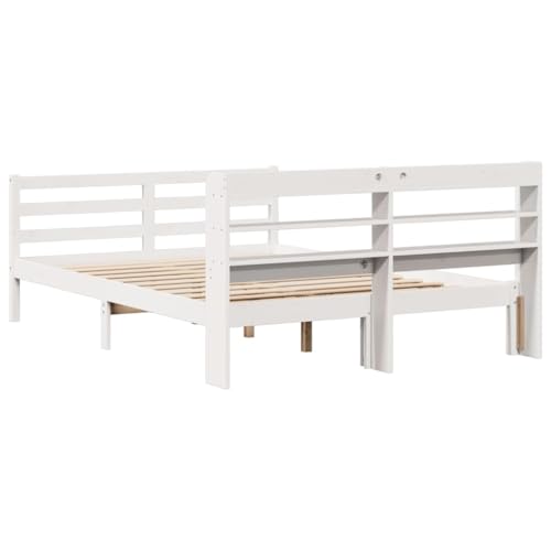 Tagesbett Einzelbettgestell Schwebebett,Bettgestell mit Kopfteil ohne Matratze Weiß 120x190 cm,Geeignet Für Schlafzimmer Und Gästezimmer,Einfach Zu Warten – Bild 7