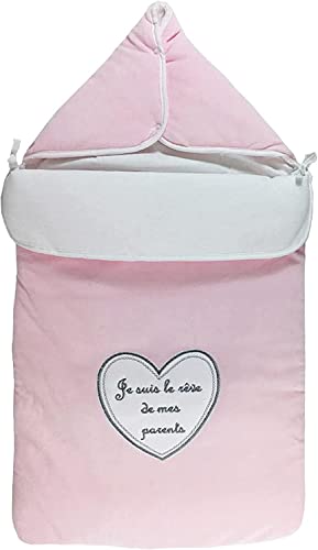 NEWBEBES ® Fabriqué en EUROPE, Nid d'ange bebe, Gigoteuse pour bébé, 100% COTON, pour lit bébé, pour siège auto, pour poussette, idée cadeau naissance (NDRVROSE)