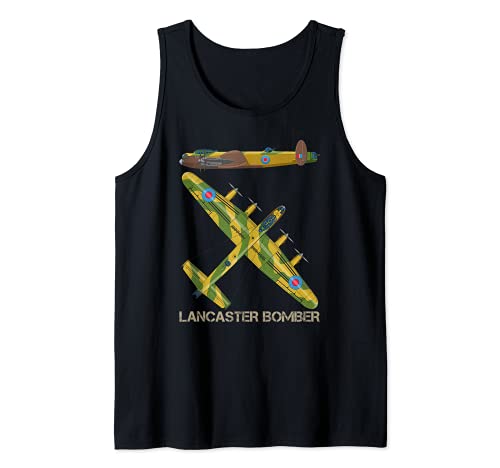 Lancaster Bomber WW2 British Aircraft Plane Diagram Tank Top, Black