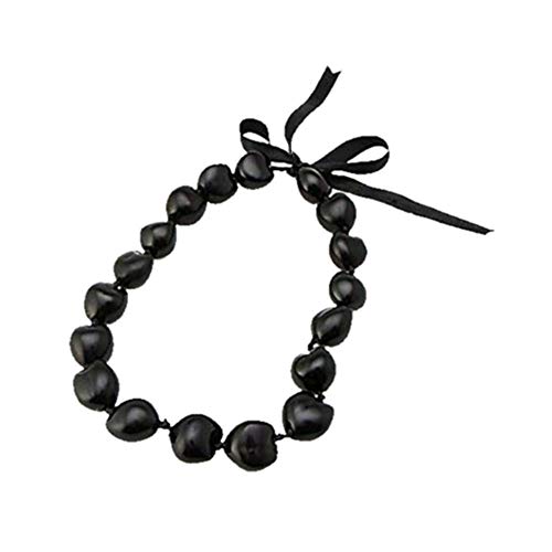 Hawaiian Kukui Nut Black Shell 18 Inch Choker Necklace