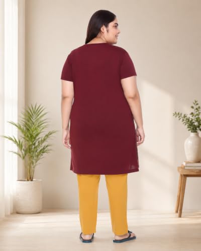 Image of In Love Women's Plus Size Printed Cotton Long-Line T-Shirt with Pocket | Cotton fabric - soft longline T-shirt with easy plus-size fit