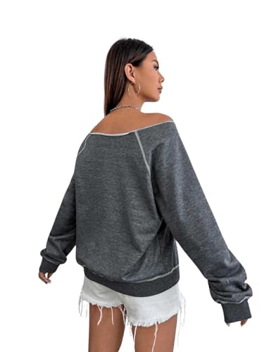 Women's Off The Shoulder Sweatshirts Long Sleeve Pullover Tops Trendy Y2k Fall Tops2