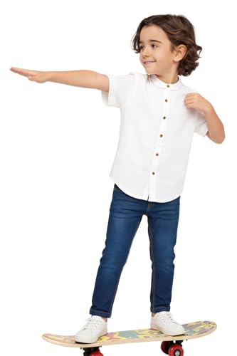 Image of Pantaloons Junior Kids Cotton Stretch Blend Jeans | Slim Fit | Mid Rise Waist | Full Length