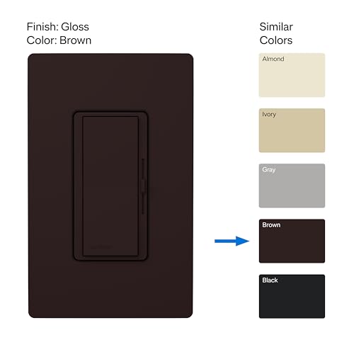 Image of Lutron Diva LED+ Dimmer Light Switch for Dimmable LED, Halogen, and Incandescent Bulbs, 150 Watt, Single-Pole or 3-Way, DVCL-153P-BR, Brown