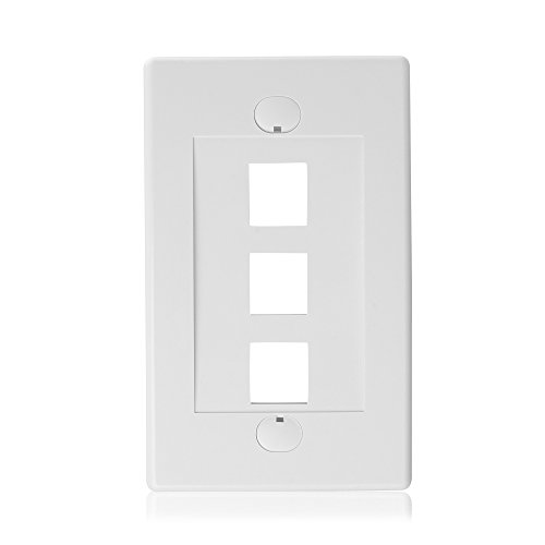 Cable Matters Ul Listed 10-Pack 3 Port Keystone Wall Plate (Cat6, Cat5E Ethernet Wall Plate) In White #TOP2