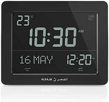 ALFAJR Modern Design Wall and Table Clock (Black)