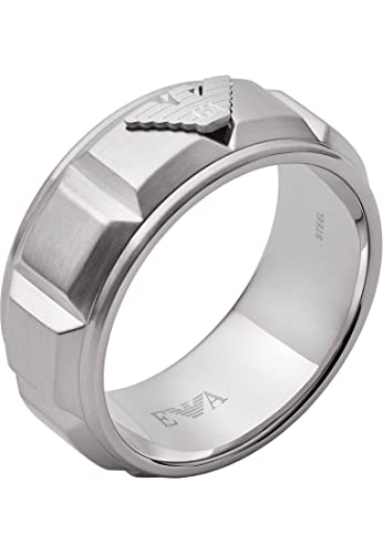Emporio Armani Anello Da Uomo Sentimental, Lunghezza: 25 mm, Altezza: 9,5 mm, Larghezza: 25 mm Anello In Acciaio Inox Argento, EGS2908040