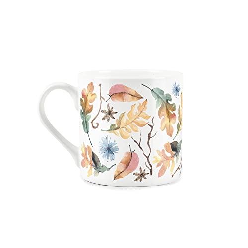 Purely Home Autumnal Leaves Mug - Watercolour Falling Leaves - Bone China Cup White Coffee/Tea Present Gift - Image 2