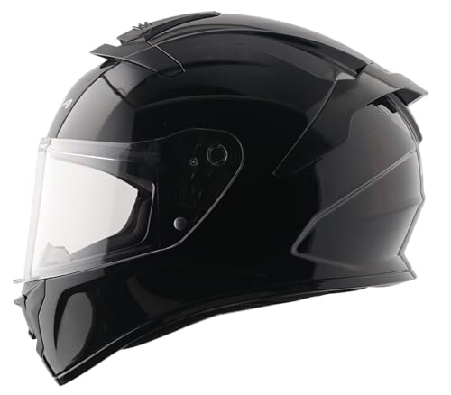 Image of Vega VF 10 Turbo Solid Full Face Motorcycle Helmet with Shock-Absorbing Liner, Lightweight Build, Aerodynamic Fit, Ventilated Interior, Comfortable Fit, and Trendy Black Finish Black L