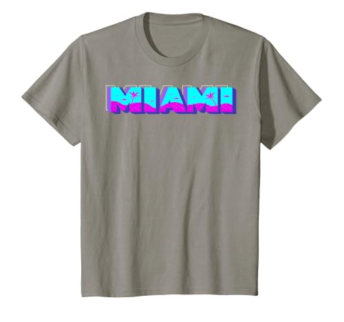 Miami - Florida Vaperwave Synthwave 80s Style Retro Design T-Shirt, Youth, Slate Grey, Small