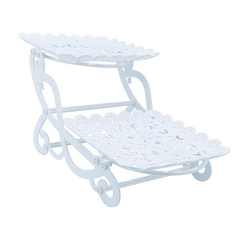 DECHOUS Stylish 2-Layer Dessert Tower Fruit Rack Cake Serving Stand Tiered Tray for Banquet European Saver