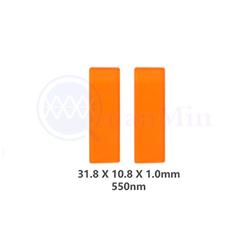 Quanmin 2pcs /1 Lot 31.8mm×10.8mm×1.0mm 550nm LP Filter Square Optical Multi-Coating Color Longpass IR Filters For Medical Equipment Orange Filter
