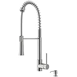 VIGO Laurelton 22'' H Single Handle Pull-Down Sprayer Kitchen Faucet Set with Soap Dispenser in Stainless Steel-VG02032STK2
