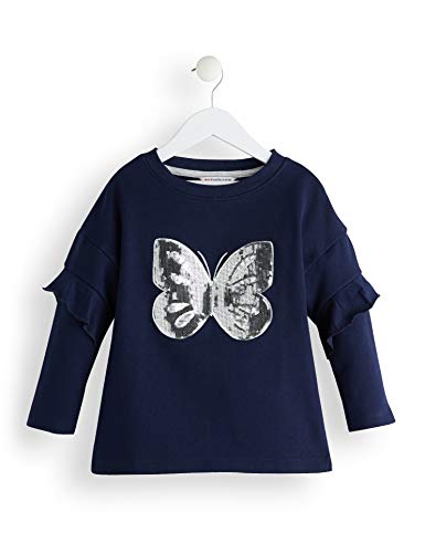 Marque Amazon - RED WAGON Butterly Sequin - Sweat-Shirt - Fille, Bleu (Multicolour), 110, Label:5 Years