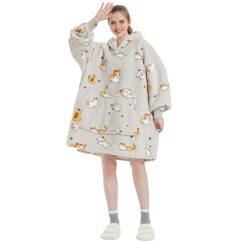 FELOVE Sweat à Capuche Surdimensionné,Hoodie Couverture Couverture a Capuche Hive，Plaid à...