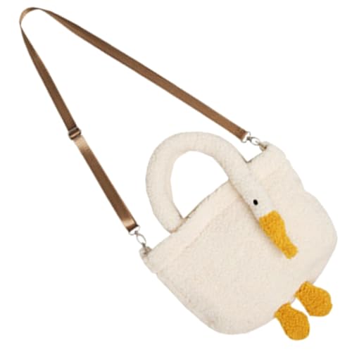 Paquet en peluche beige style bandoulière pour l'école et les voyages