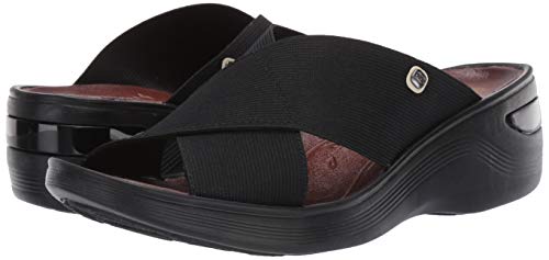 Bzees Women's Desire Slides Sandal, Black Stretch Fabric, 8 M Us #TOP6