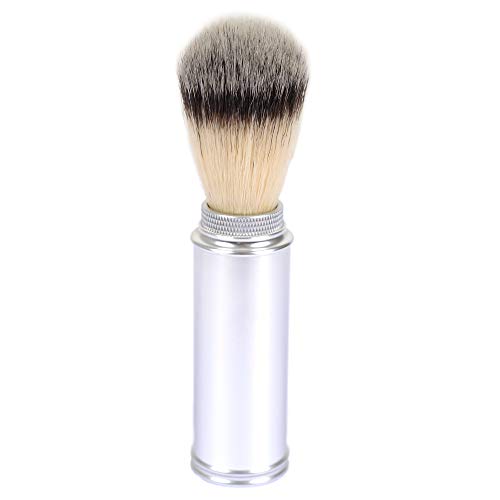Shaving Brushes for Men, JR 0.79inch Synthetic Nylon Brush Hair Knot with Pure Chrome Engineered Metal Handle Shaving Brushes for Traveling, Safety Razor, Double Edge Razor, Shaving Razor
