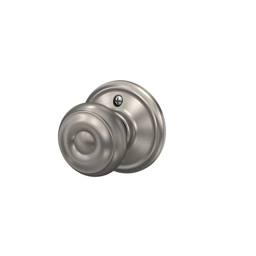 Image of Schlage F170 GEO 619 Georgian Door Knob, One Sided Non-Turning Dummy Door Handle, Satin Nickel