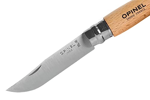 Opinel No. 7 Trekking Knife - Stainless Steel Everyday Carry Folding Pocket Knife With Leather Strap #TOP4