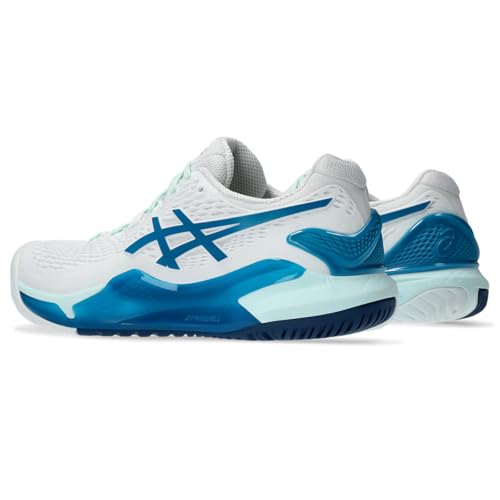 ASICS Tênis feminino Gel Resolution 9, Branco, azul-petróleo, 38