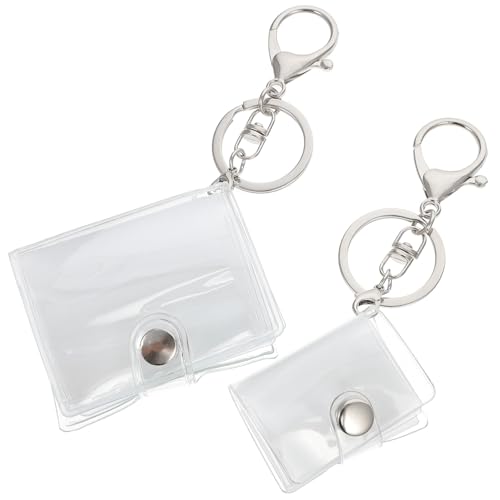 SHOWERORO Mini Llavero Portafotos Transparente 2 Piezas (1 Pulg 2 Pulg) Álbum Creativo para Tarjetas Fotografía, Soporte Compacto para Almacenamiento de Fotos y Regalos Prácticos