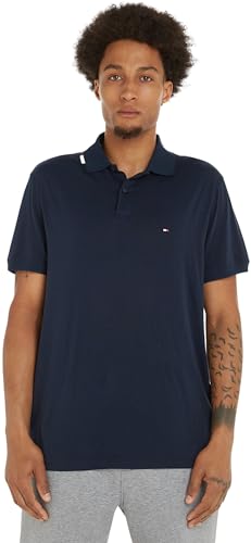 Tommy Hilfiger Hombre Polo de Manga Corta RBW Jersey Regular Fit, Azul (Desert Sky), S