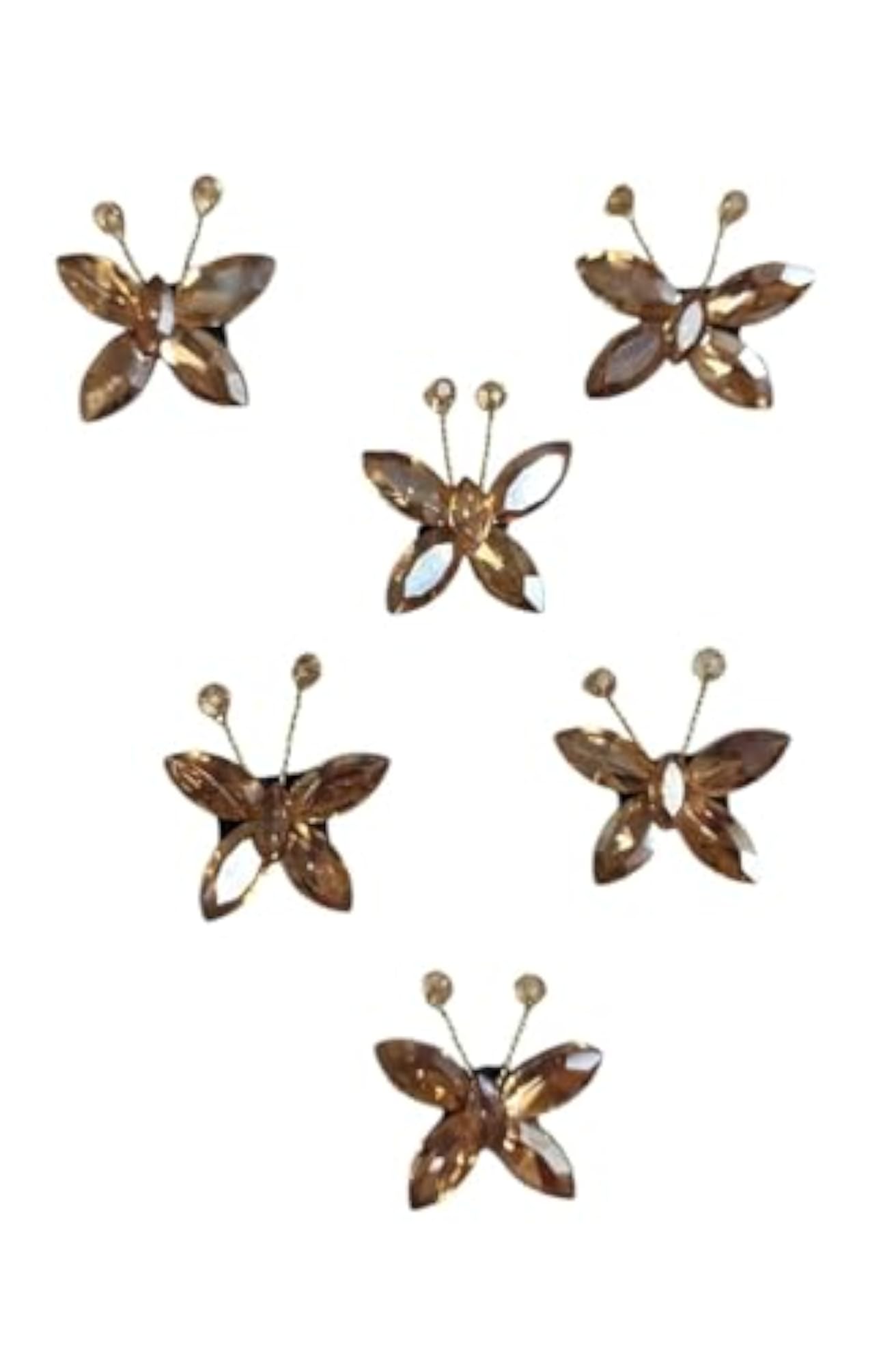Manrav Pack Of 6 Brown Hair Butterfly Clips, Decorative Accessories