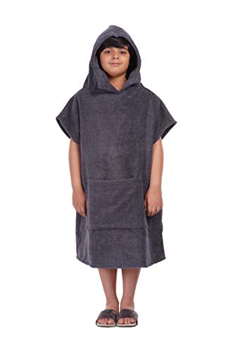ALLEN & MATE 100% COTON Serviette de plage poncho pour enfants - Peignoir de bain surdimensionné à séchage rapide avec capuche et poche pour garçons et...