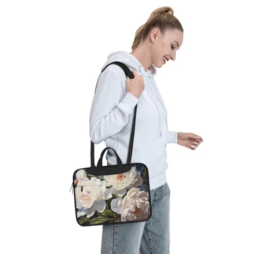 Maletín para laptop blanco peonía para hombre y mujer miniatura 7