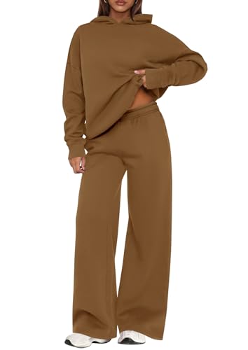 Image of PRETTYGARDEN Womens Sweatsuits 2 Piece Set 2026 Casual Winter Long Sleeve Hoodie Loose Wide Leg Sweatpants Fall Tracksuit