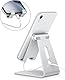 OMOTON Aluminium Handy Ständer, Multi-Winkel Verstellbarer Handy Halter Büro, Handyhalterung für Schreibtisch, kompatibel mit iPhone 15 Pro/15/15 Pro Max/14/13 Pro/12, Silber
