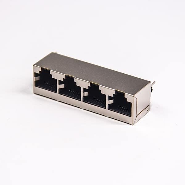 30PCS Vertical RJ45 Jack 1x4 Port 180 Degree Modular Connector Shielede Without LED Without Filtered