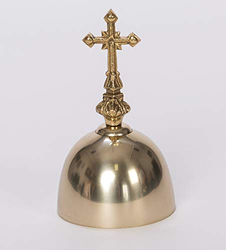 Traditional Chapel, Church Bell, Sanctus Bell, Communion Bell, Hand Bell, Sacristy Bell in Solid Brass - Altar Bell - Chalice (CCG-228)