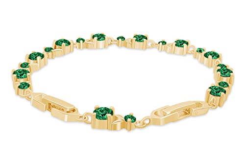 AFFY 14k Yellow Gold Over Sterling Silver Leaf Shape Tennis Bracelet Gift For Her2