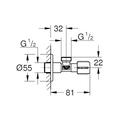 Image of GROHE Angle Valve 1 /2 Inch | Wall Mounted Angle Valve For Bathroom & Kitchen | Brass Construction | Scratch Resistant Grohe Long Life Finish | Chrome finish | 2 Year Warranty | 22041001