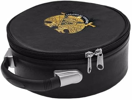 Masonic Scottish Rite Double-Eagle 32 Degrees Hat/Cap Case Black leather, big, Blue
