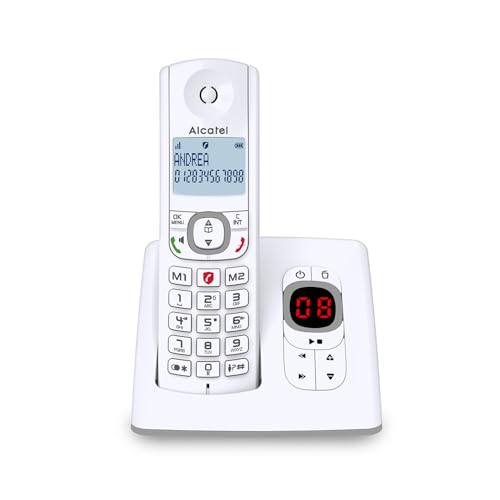 Alcatel F530   Teléfono (Teléfono DECT, Terminal inalámbrico, Altavoz, 50 entradas, Identificador de Llamadas, Gris, Blanco)