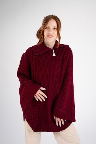 Image of SAOL Ireland Ladies 100% Merino Wool Cowl Neck Zipper Poncho