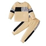 Bekarsy 2T Girl Clothes Fall Winter Outfits Cute Baby Toddler Long Sleeve Sweatshirt Leopard Tops Pants Set, Apricot girl leopard clothes 2-3Y