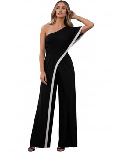 Image of KOH KOH Womens 2026 One Off Shoulder Asymmetric Long Pant Jumpsuit Romper