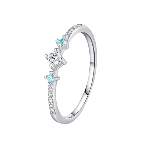 Anillo de mujer, anillos de compromiso de oro blanco 9 K/14 K, redondo con moissanita blanca, regalo de boda, 16, Oro blanco de 14 quilates, Moissanita