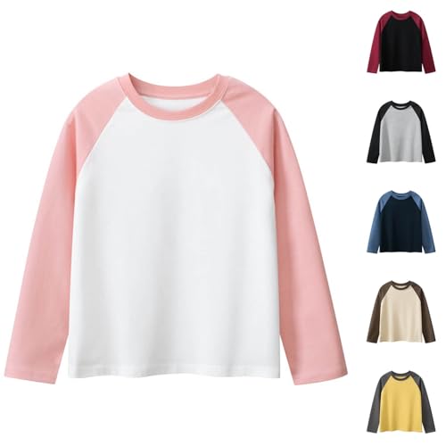 Girls Cotton T-Shirts Kids Color Block Soft Raglan Top Boys Crewneck Basic Long Sleeve Tees for 5-16 Years2
