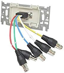 Galinis view of the AV outlet plate showing BNC cable connections.