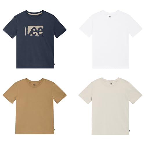 Lee Boys' 4 Pack Variety Super Soft Stretchable Tee Short Sleeve T-Shirt, Navy Collection Set, Small - image 1