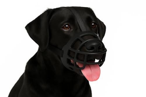 Museliere pour Chiens – Flamingo Muzzle Benzo Noir – Taille XL – Silicone Souple – Sangles Réglables – Sécurité et Confort