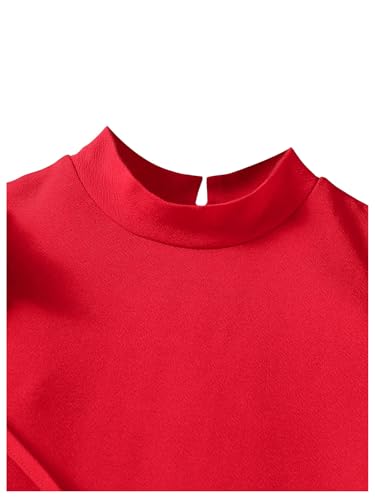 SweatyRocks Girl's Pearls Puff Long Sleeve Dress Mock Neck Birthday Fall Dresses with Bowknot Bag3