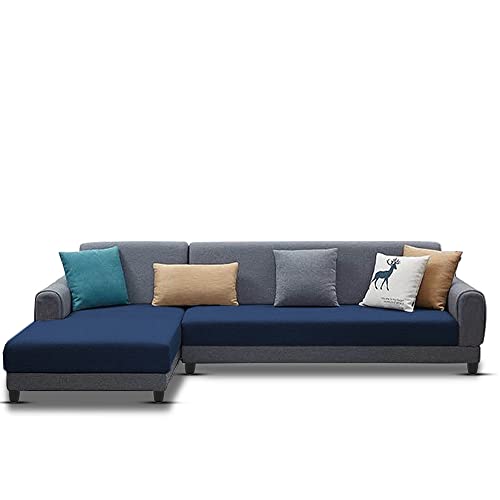 Image of Kraven LHS 6 Seater L Shape Sofa Set for Living Room (Blue Grey Fabric)